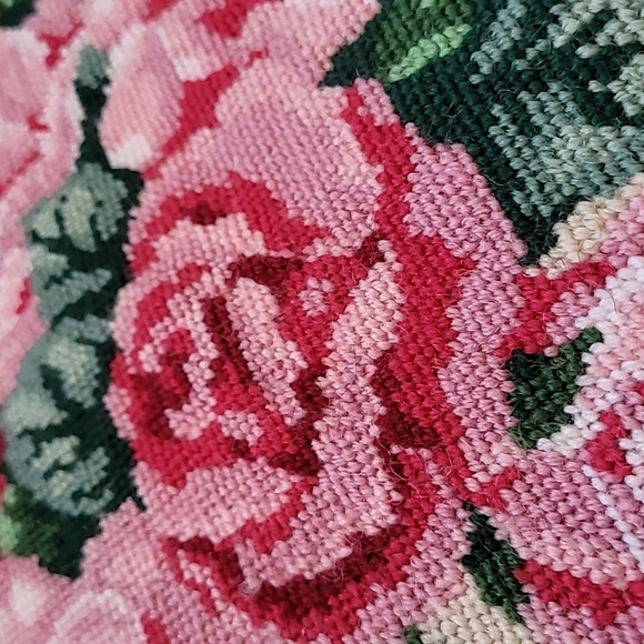 Bucilla Pink and Green Floral Needlepoint - Picture 2 of 5
